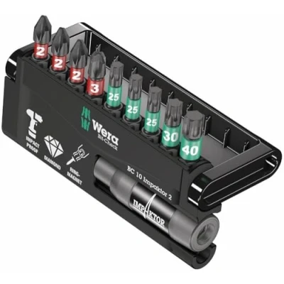 Image de Wera 8751/67 9/IDC Impaktor Bit Check 05057682001 Jeu d&#039;embouts/Porte embouts à aimant annulaire 10 pièces Noir
