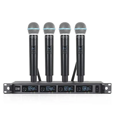 Image de XTUGA Micro sans Fil Professionnel, Karaoke UHF Système de Microphones à 4 Canaux avec Portables, Construction Entièrement Métallique, Fréquence Fixe A140