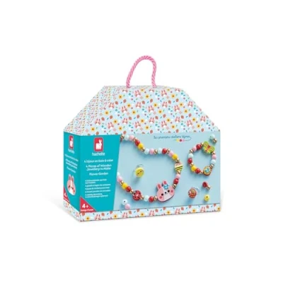Image de Janod 4 Bijoux en Bois à Créer Flower Garden Les Premiers Ateliers Création de DIY Kit Loisir Créatif Enfant Apprentissage Motricité Fine et Concentration Dès ans J09130