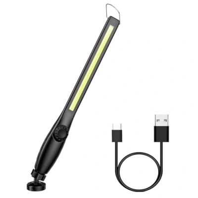 Image de Lampe de Travail LED Rechargeable avec Aimantée et USB Rotation à 360 degrés, Inspection Rechargeable, D&#039;inspection pour Atelier Ménage Camping en Plein Air Randonnée (Noir)