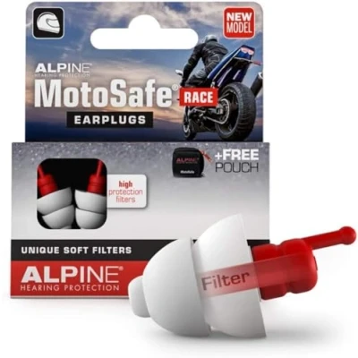 Image de Alpine MotoSafe Race Bouchons d&#039;oreilles Protections auditives pour La moto référence de tous les motards Réduit le bruit du vent dans casque Hypoallergéniques et réutilisables