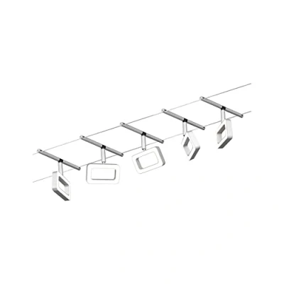 Image de Paulmann Système complet d&#039;éclairage sur câble WS DC Frame 94481 blanc chaud N/A, Chrome Mat, Chromé.