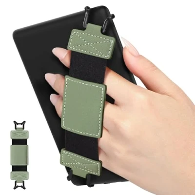 Image de MoKo Dragonne Souple pour 6 8&quot; Kindle eReaders Fire Tablet Kobo/Voyaga/Sony E Book Tablet, Sangle de Sécurité Tablette Polyvalente à Haute Élasticité Légère Support, Céladon