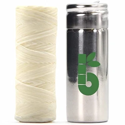 Image de Bambaw Fil Dentaire Vegan et Porte en Inox Écologique Goût Mentholé Cire de Candelilla Zéro Déchet Boite Rechargeable 1x50 Mètres Recharge