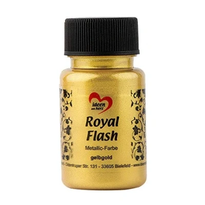 Image de ideen mit herz Royal Flash peinture métallique acrylique brillance métallique, avec de fines particules paillettes séchage rapide à base d&#039;eau 50 ml (or jaune)