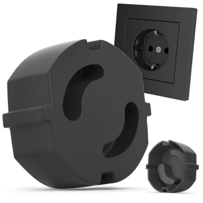 Image de REDTRON 20xCache Prise Bébé Electrique, Cache pour Securite Enfant, protection Courant Électrique, contre les chocs électriques, Caches Prises Universal sans colle, Noir