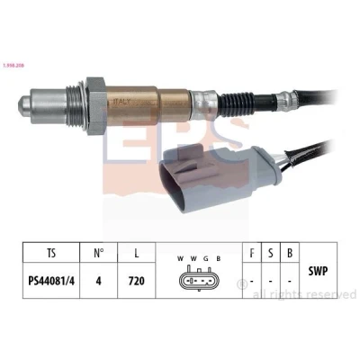 Image de EPS 1.998.208 Sonde lambda Made in Italy OE Equivalent chauffé, planaire, Filetage prégraissé FIAT: 500 3 portes, Panda III 3/5 portes