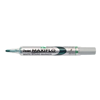 Image de Pentel Maxiflo Lot de 12 Marqueurs effaçables à sec pour tableau blanc Pointe conique moyenne encre liquide Verte