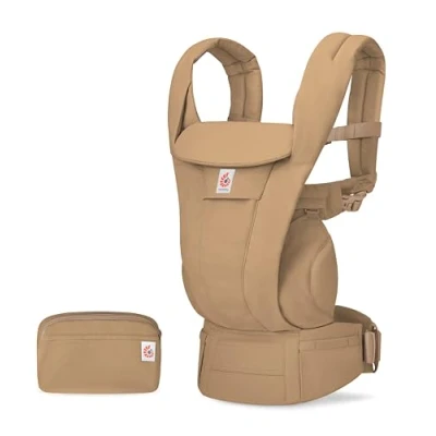 Image de Ergobaby Omni Deluxe porte bébé tout en un pour les nouveau nés dès la naissance jusqu&#039;à 20kg, ergonomique coton 4 positions, dorsal, de voyage, Camel