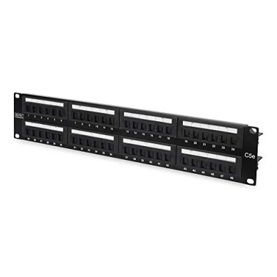 Image de DIGITUS panneau de brassage (Patch panel) 19 pouces Cat 5e 48 ports RJ45 non blindé LSA montage en rack 2U noir