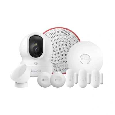 Image de EZVIZ Système d&#039;Alarme WiFi avec Caméra de Surveillance Intérieure, Kit Sécurité 9 Pièces, Capteur d&#039;Ouverture/Fermeture, Mouvement PIR, Sirène 105dB, Boutons Intelligents
