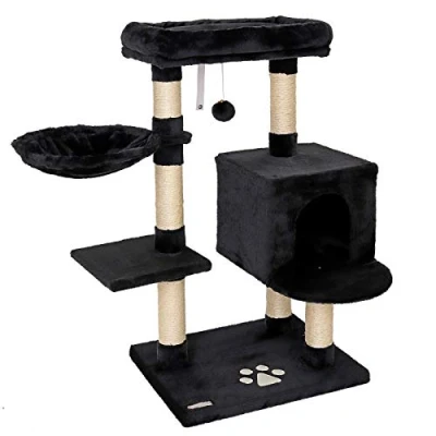 Image de lionto Arbre à Chat Grimper griffoir pour Hauteur 93 cm, Noir