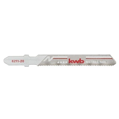 Image de kwb Lames de scie sauteuse pour le métal en bimétal robuste,très élastiques,avec tige à une seule came (tige T),denture piquer,durée vie optimale,surface acier brillant,pour coupes fines