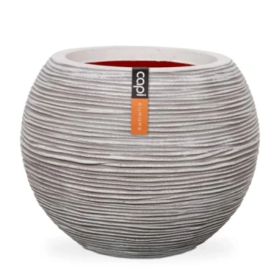 Image de Capi Europe Vase Boule Rib NL 62x48 Ivoire Ouverture Ø40 Pot de Fleurs pour Une Utilisation à l&#039;intérieur et l&#039;extérieur Garantie Vie KOFI271