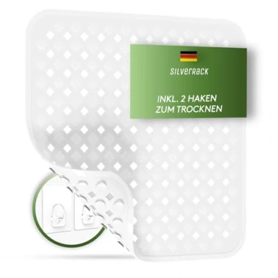 Image de SilverRack Tapis de douche antidérapant 53 x cm (cannes blanches) sans BPA pour enfants bain antidérapant, lavable en machine et résistant à la moisissure