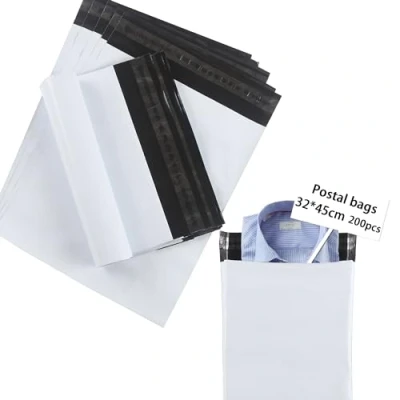 Image de huruirui Enveloppe Plastique Expedition 32x45cm/200 Pièces Emballage colis vinted Plastiques Auto Adhésive Inviolables et Imperméables Sacs d&#039;expédition Pochette envoie Blanc