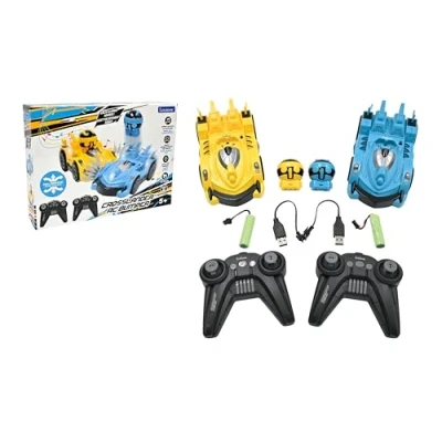 Image de Lexibook, Crosslander® RC Bumper, Lot de 2 Autos tamponneuses Course Radio commandées, jusqu&#039;à 12 km/h, Personnages Amovibles, Effets sonores et Lumineux, Jaune/Bleu, RC2