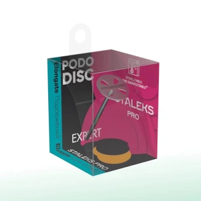 Image de Staleks Pododisc EXPERT Disque de pédicure en acier inoxydable allongé + 5 tampons adhésifs jetables 180 g Diamètre 15 mm