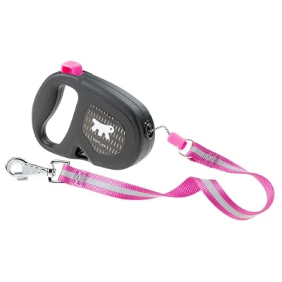 Image de Ferplast Laisse Chien Enrouleur Rèflechissante Flippy One Reflex, pour Grands Chiens jusqu&#039;à 35 Kg. Cordon Extensible Max 5 m. Bouton de Verrouillage et déverrouillage Unique, Violet