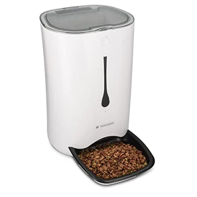 Image de Navaris Distributeur Croquettes Chat Chien Automatique Gamelle Alimentation Animaux Programmable 4 Repas par Jour Enregistrement Vocal 6L