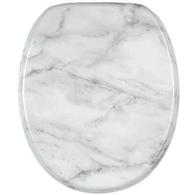 Image de Sanilo Abattant WC frein de chute, Grande sélection lunettes toilette avec abaissement automatique, Fixation facile (Marbre)