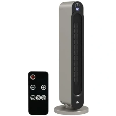 Image de HOMCOM chauffage soufflant oscillant 1100/2200 W mini radiateur céramique PTC télécommande incluse d&#039;appoint noir