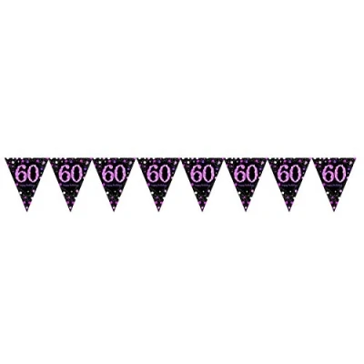 Image de Guirlande de Drapeaux 60 Noir Rose Étincelant 4 m par unité