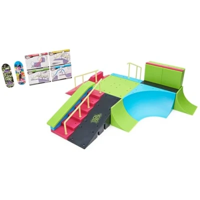 Image de Tech Deck, Neon Mega Park X Connect Creator, juego de rampas personalizable que brilla en la oscuridad con dos fingerboards, juguete para niños y niñas a partir 6 años