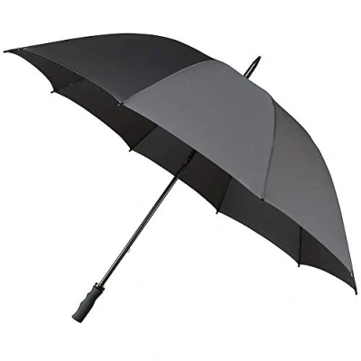 Image de Impliva Parapluie de Golf pour Homme Ouverture manuelle 8 Baleines en Fibre verre Incassables ULTRA Résistant au vent Large Protection avec Diamètre 100 cm Gris