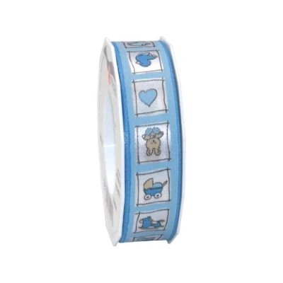 Image de Präsent 25 mm x 20 m Natale Ruban de Satin Double Face Bleu Clair