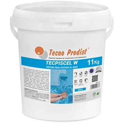 Image de Tecno Prodist TECPISCEL W de Peinture pour piscines 11 Kg A base d&#039;eau Couleur bleue Résistance et durabilité Bon pouvoir couvrant flexibilité Facile à appliquer