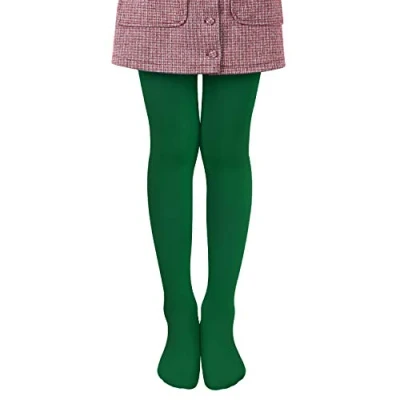 Image de L&amp;K II collants enfants de ballet filles danse avec pied 80 DEN opaque microfibre coloré 27251 Vert foncé 98/104