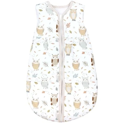 Image de TupTam Gigoteuse Bébé tout au long de l&#039;année, certifiée OEKO TEX, 2.5 TOG, sans manches, rembourrée, Chouette beige bleu pastel, 68 74