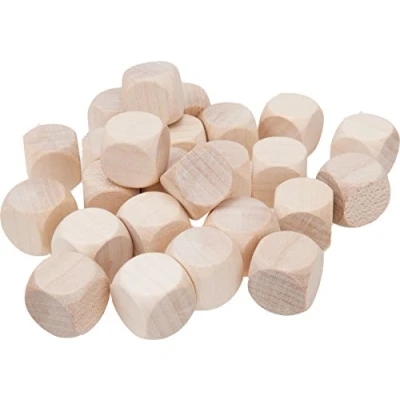 Image de Gico 25 x dés en bois vides à peindre ou l&#039;étiquette une longueur d&#039;arête de 16 mm cubes neutres pour décorer personnaliser déshabillée