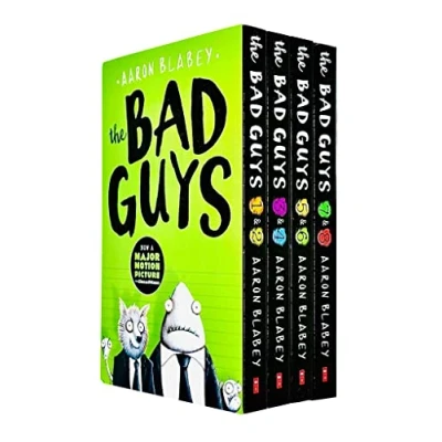 Image de the Bad Guys Episodes 1 8 Collection 4 Books Set by Aaron Blabey (Bad Guys/Mission Unpluckable, Furball Strikes Back/Attack of Zittens, Intergalactic Gas/Alien, Do You Think He Saur Us/Superbad)