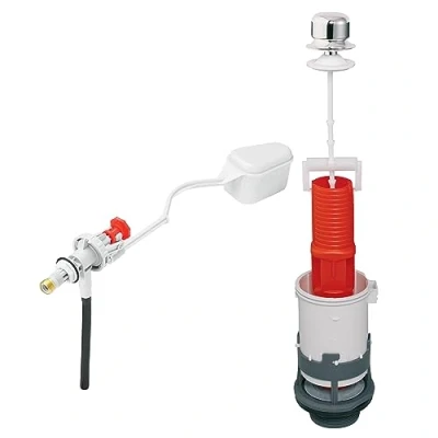 Image de Wirquin 10724083 chasse d&#039;eau wc complète mécanisme simple MX &amp; robinet flotteur à alimentation latérale F80, gris et rouge