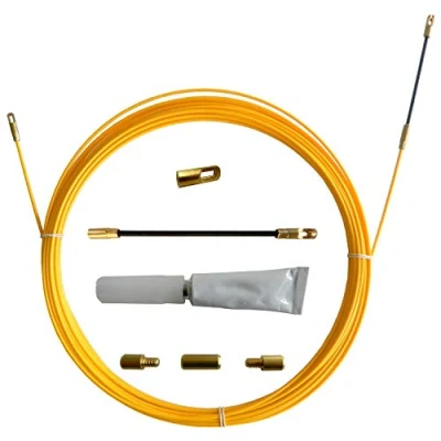 Image de Stak SFR 010 Aiguille tire fils en fibre de verre SNAKE Ø3 mm, 10 mètres. avec tête guidage flexible et œillet démontables. Fournie kit réparation, Jaune