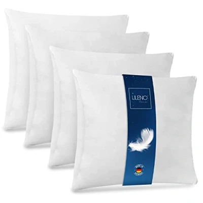 Image de LILENO HOME Lot de 4 coussins en plumes, 50 x cm, utilisables comme oreiller, coussin couchage et lit, conviennent aux personnes souffrant d&#039;allergies enfants, à ressorts, avec rembourrage 600 g