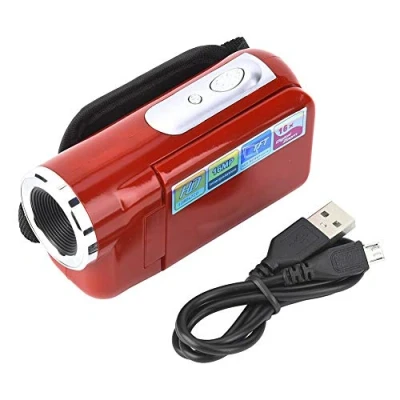 Image de caméra vidéo caméscope, 2 Pouces TFT LCD Sceen Vlogging enregistreur HD numérique 16X Zoom caméscope avec Micro USB pour Enfants (Rouge)