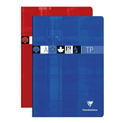 Image de Clairefontaine 3147C Un Cahier Agrafé de Travaux Pratiques A4 21x29,7 cm 120 Pages Grands Carreaux 90 g et Unies Blanches 125 Couverture Carte Pelliculée Couleur Aléatoire