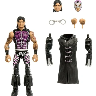 Image de Mattel WWE Ultimate Edition Figurine et accessoires Dominik Mysterio de 15,2 cm, têtes mains interchangeables, 30 points d&#039;articulation