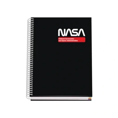 Image de DOHE Cahier A5 quadrillé Reliure spirale, 100 feuilles de 90 g/m², quadrillage 5 mm, couverture rigide, NASA Black, matériel scolaire noir