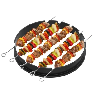 Image de Onlyfire Lot de Brochettes Kebab avec Support Ring pour Weber Kettle Barbecue Charbon 57 cm