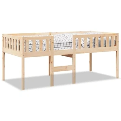 Image de vidaXL lit pour Enfants sans Matelas 80x200 cm Bois de pin Massif, Mezzanine, Mezzanine avec échelle, Cadre