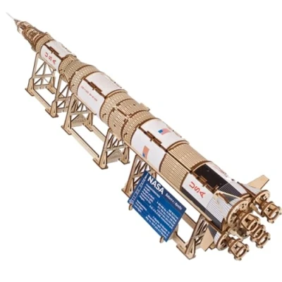 Image de UGEARS Kit de fusée modèle NASA Saturn V Kits modèles vaisseaux spatiaux pour adultes Puzzles construction navettes spatiales en bois 3D Puzzle vaisseau spatial