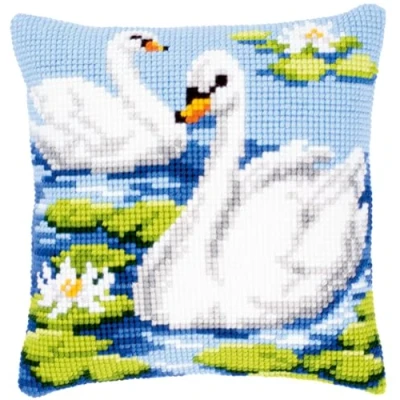 Image de Vervaco Coussin en Points de Croix Motif cygnes Multicolore PN 0144079 40 x cm