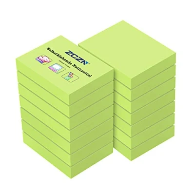 Image de ZCZN Feuillets autocollants 1400 Feuillets, stickies Notes de 51 * 38mm,100 par Blocs Autocollantes Convient aux Mémos, Messages, Rappele Vert clair
