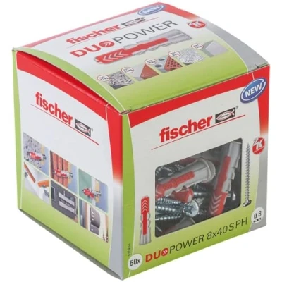 Image de fischer Cheville bi matière et multi matériaux Duopower avec vis à tête cylindrique/Boîte de 50 535464 8 x 40 mm