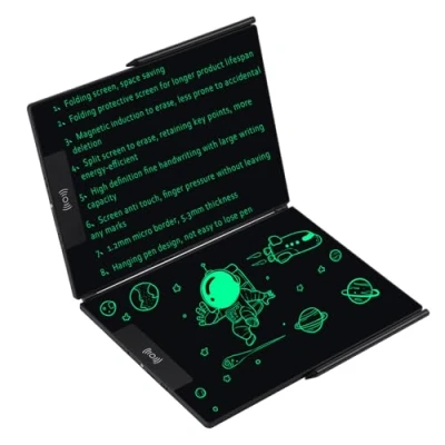 Image de EMEBAY Tablette d&#039;écriture Écran Pliant LCD 14.3&quot;, Bloc Notes numérique Ultra Mince pour Enfants et Adultes, effaçable Tablette, rédaction, Dessin, Laisser Un Message