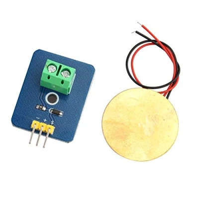 Image de HALJIA Capteur de Vibration piézo en céramique 3,3 V 5 Sortie analogique Capteurs piézoélectrique Contrôleur électronique Composants 30 mm x 23 Kit DIY Compatible avec Arduino UNO Rev3